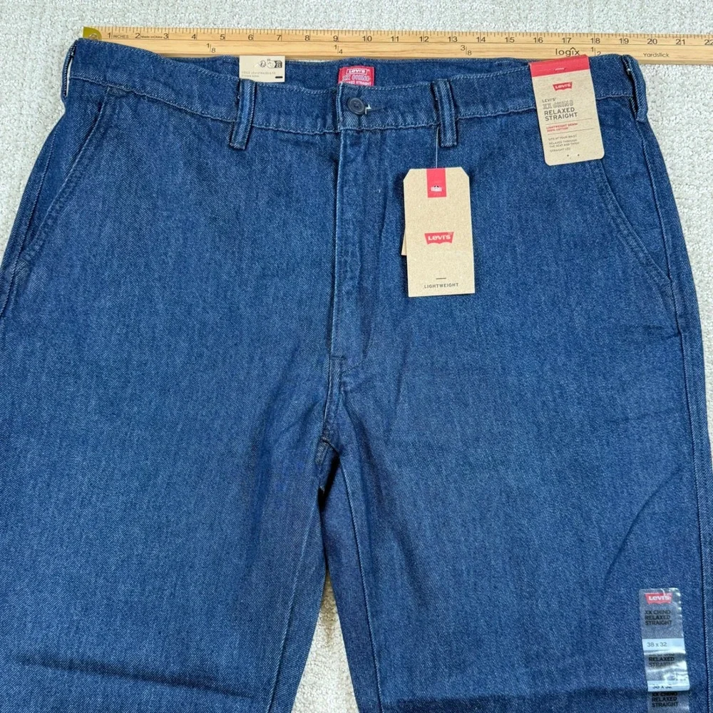 NEW Levi's Mens 38x32 XX Chino Relaxed Straight Lightweight Blue Denim Pants